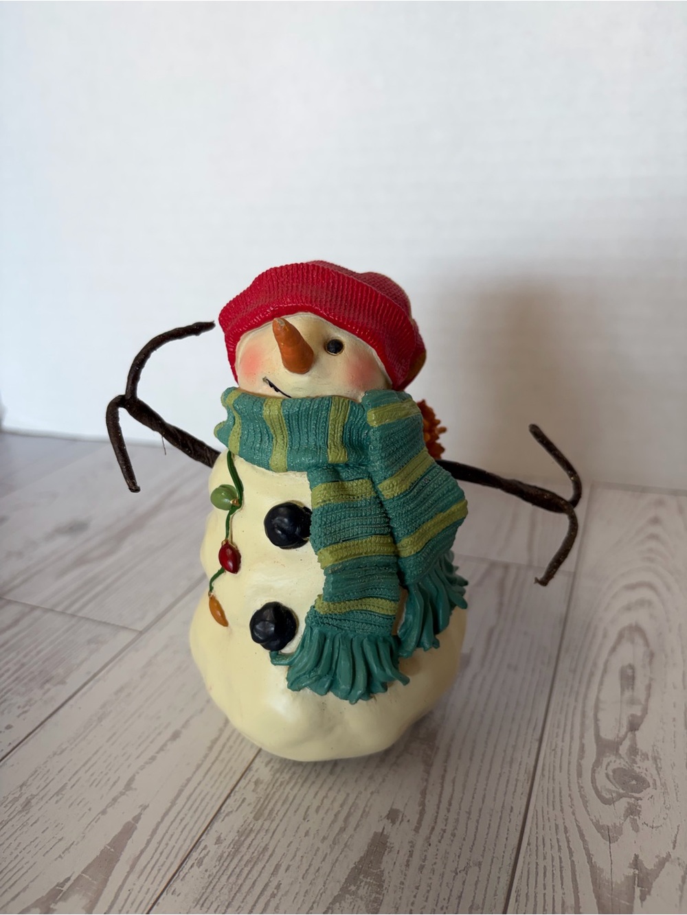 Hallmark Snowman Christmas Figurine Red Hat Green Scarf Holiday Decor